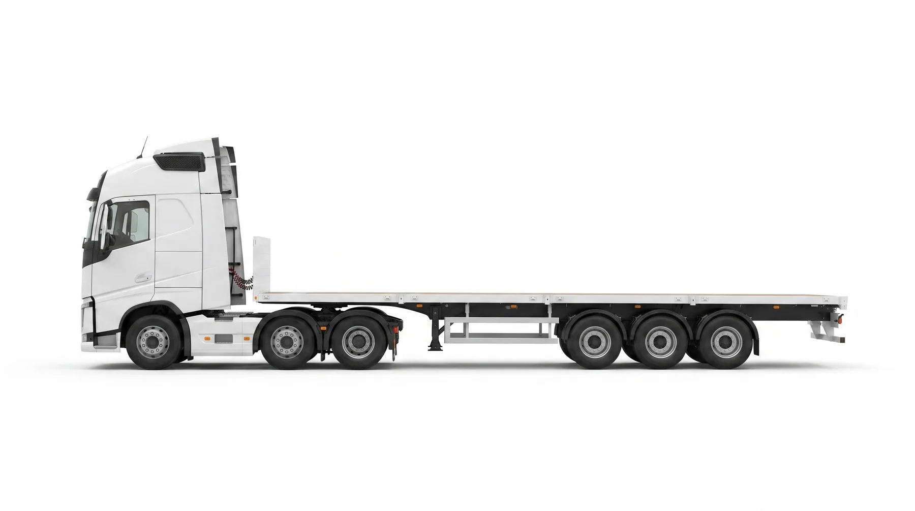 White 40 ft flatbed trailer from the Decent Way fleet