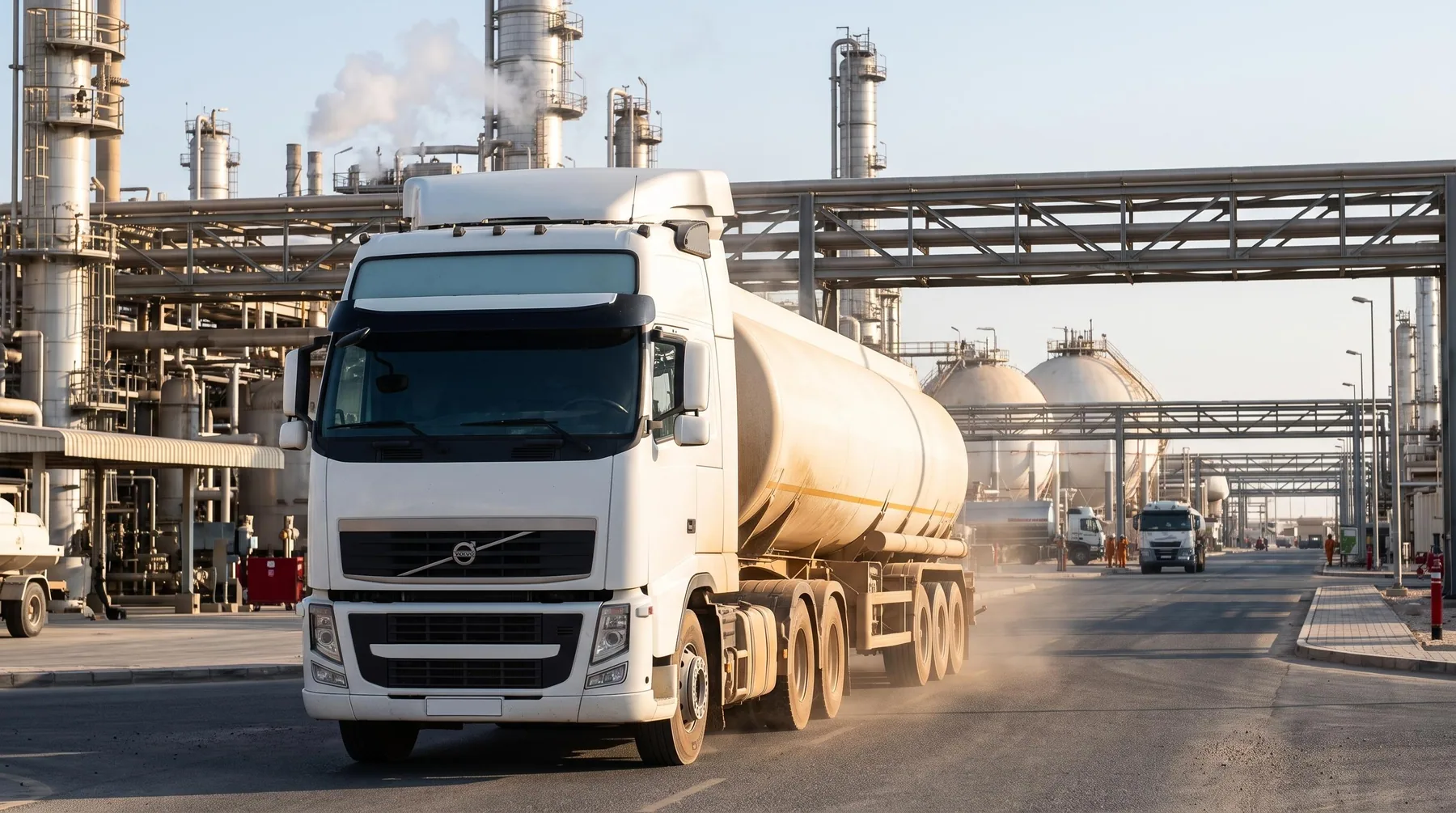 White tanker at the Ruwais petrochemical complex